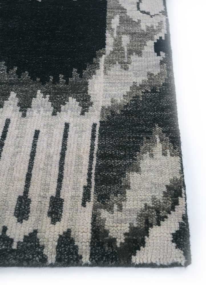verna grey and black wool hand knotted Rug - Corner