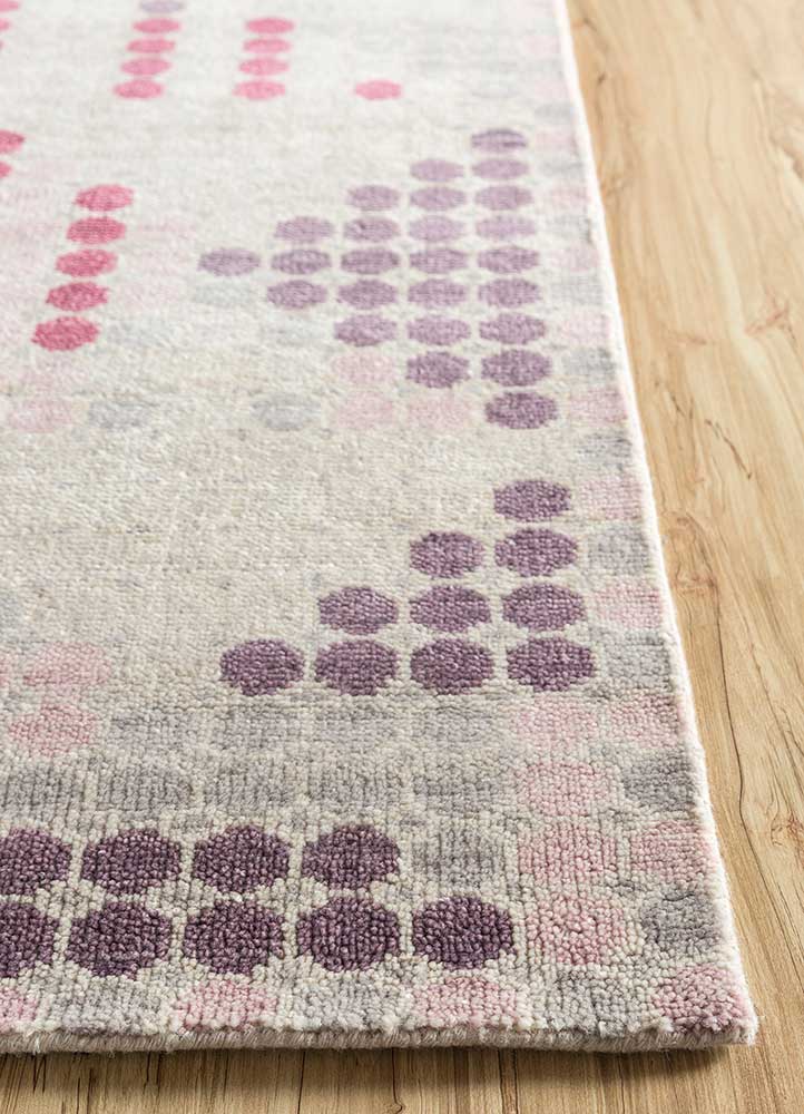 geode pink and purple wool hand knotted Rug - Corner