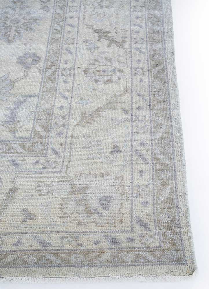 cyanna ivory wool hand knotted Rug - Corner