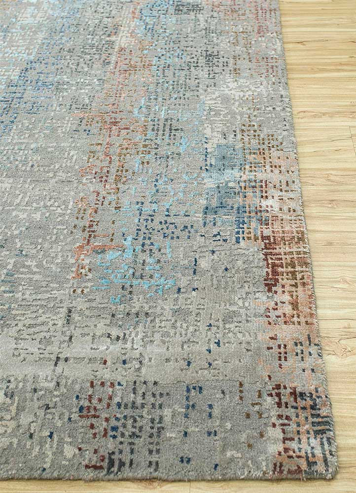 uvenuti beige and brown wool and bamboo silk hand knotted Rug - Corner