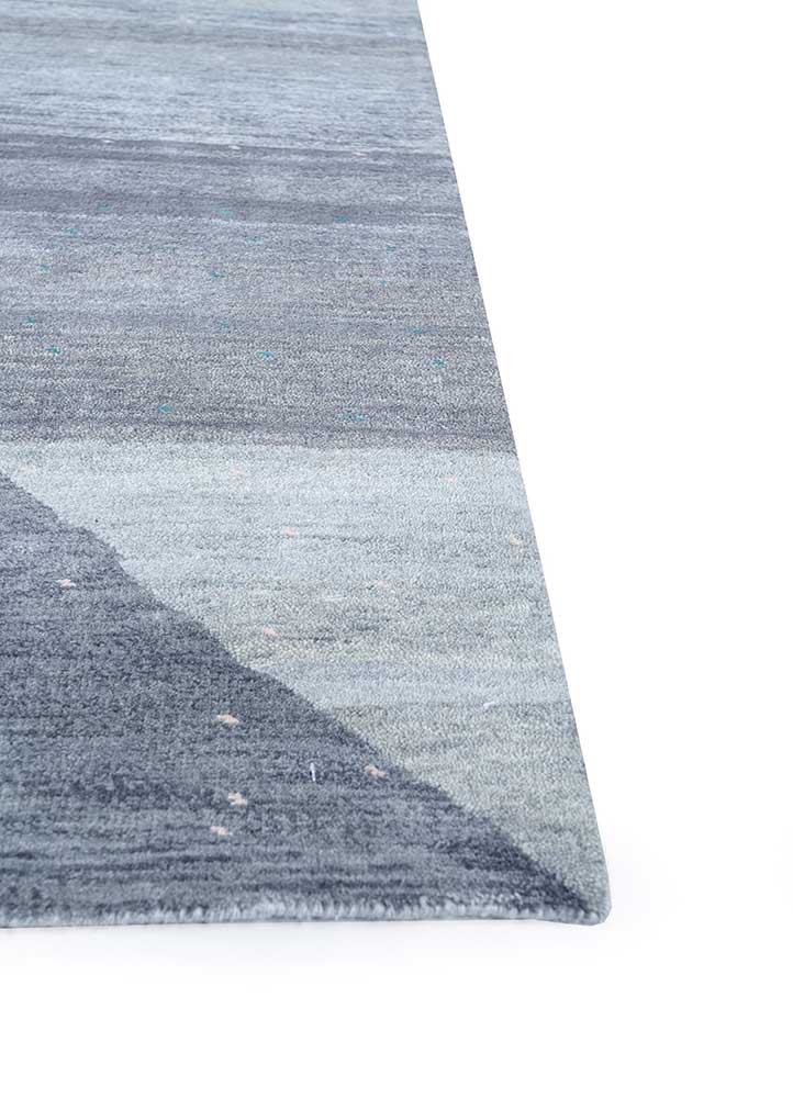 manchaha blue wool and silk hand knotted Rug - Corner