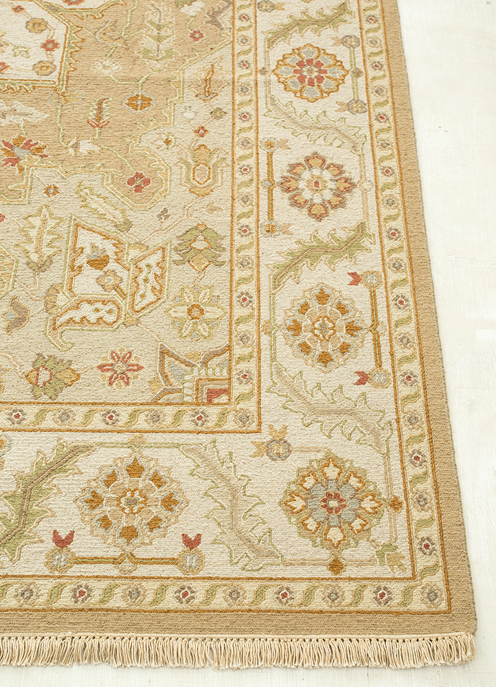 laica beige and brown wool hand knotted Rug - Corner