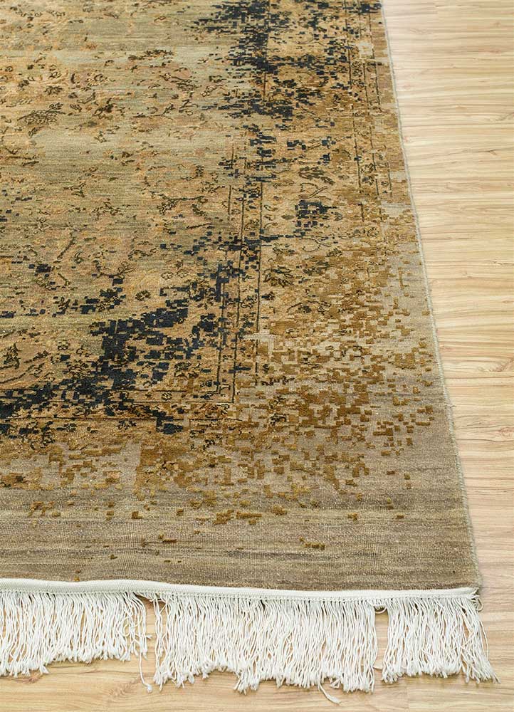 lacuna multi wool and silk hand knotted Rug - Corner