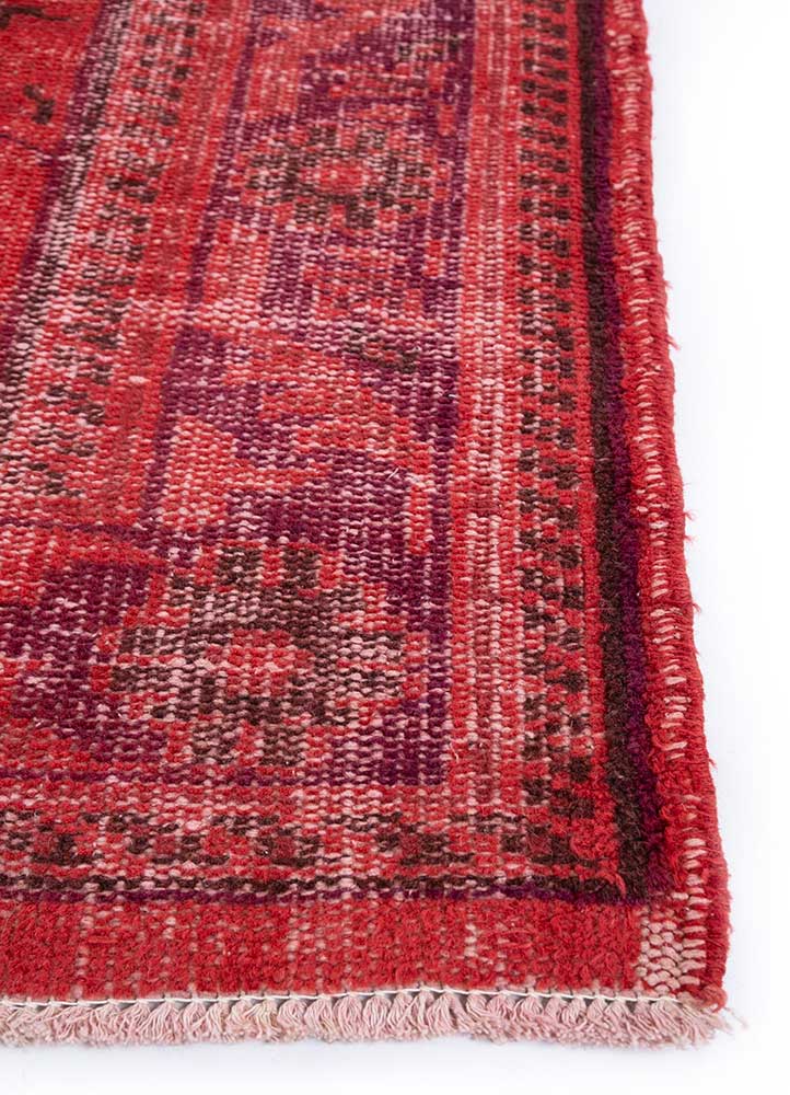 lacuna red and orange wool hand knotted Rug - Corner