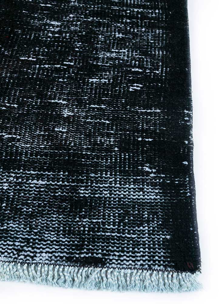 vintage grey and black wool hand knotted Rug - Corner