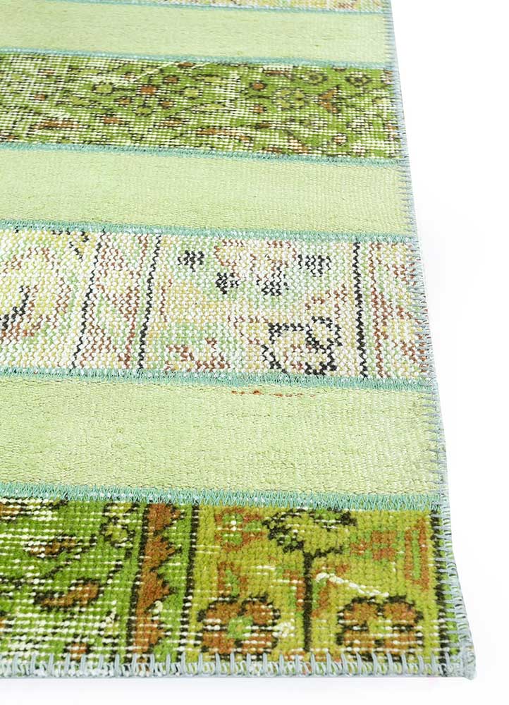 provenance green wool patchwork Rug - Corner