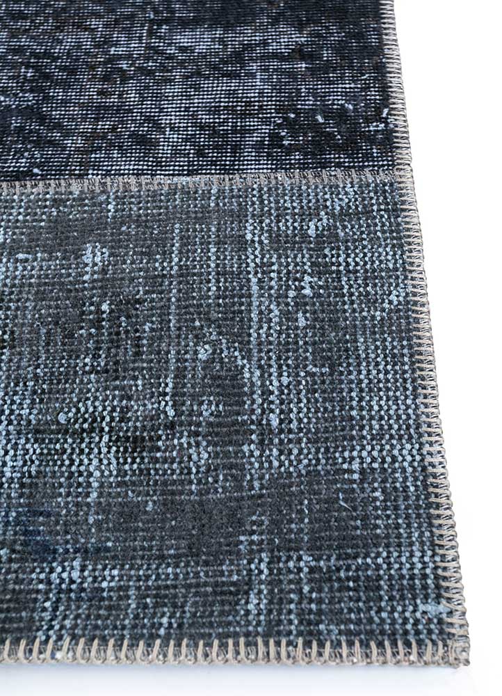 provenance grey and black wool patchwork Rug - Corner