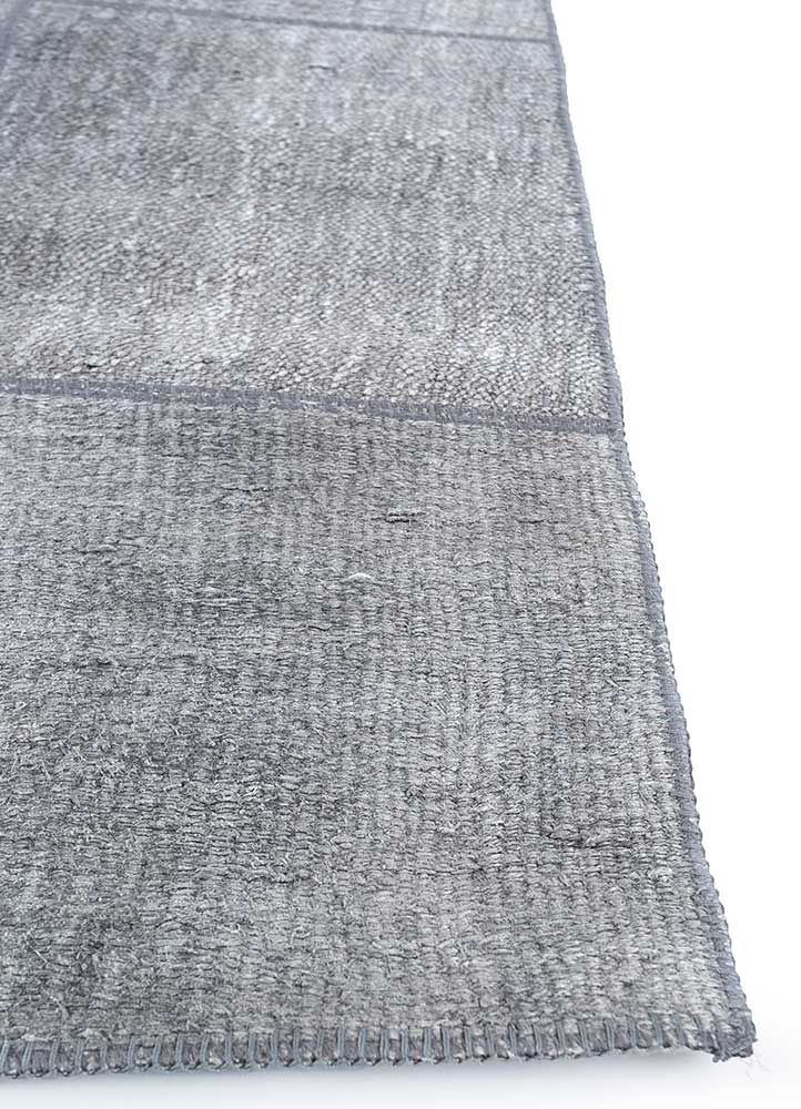 provenance grey and black wool patchwork Rug - Corner