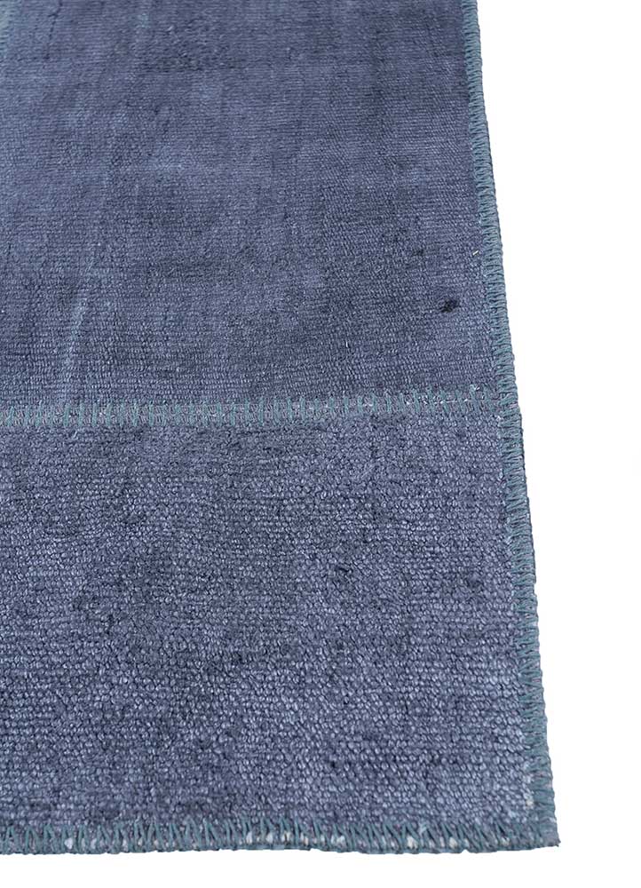 vintage grey and black wool patchwork Rug - Corner