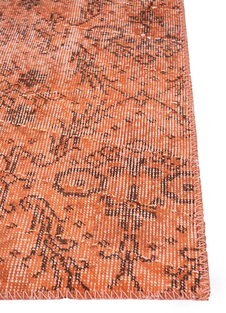 provenance red and orange wool patchwork Rug - Corner