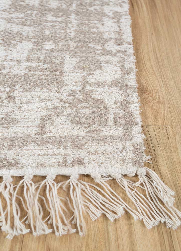 heritage beige and brown cotton flat weaves Rug - Corner