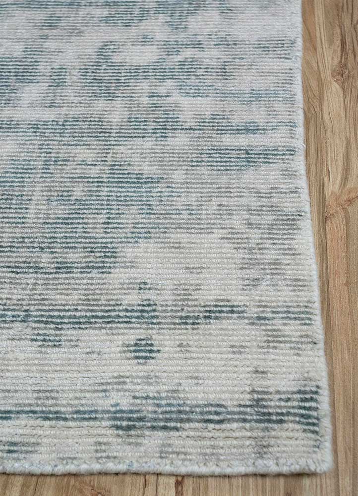 basis blue wool and viscose hand loom Rug - Corner