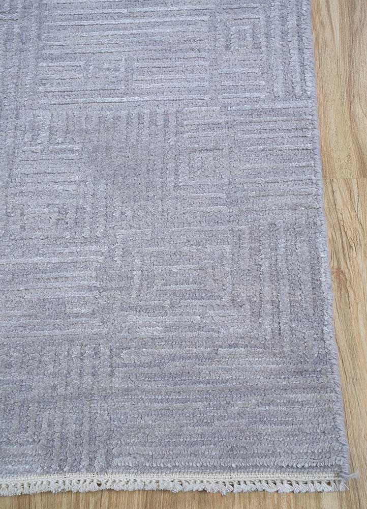 okaley grey and black wool and silk hand knotted Rug - Corner