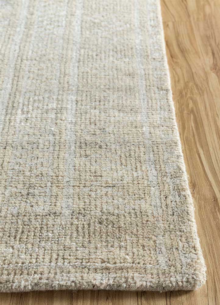 okaley gold wool and bamboo silk hand knotted Rug - Corner