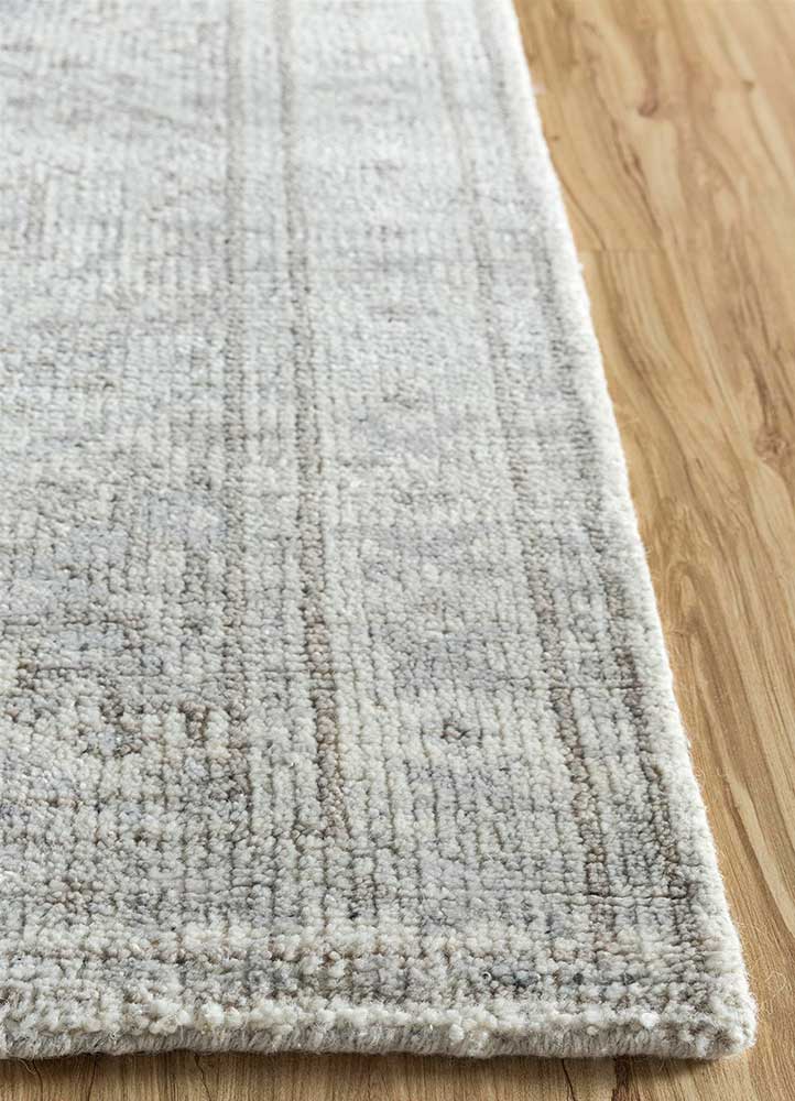 okaley ivory wool and bamboo silk hand knotted Rug - Corner