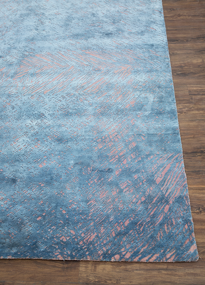free verse by kavi pink and purple wool and silk hand knotted Rug - Corner
