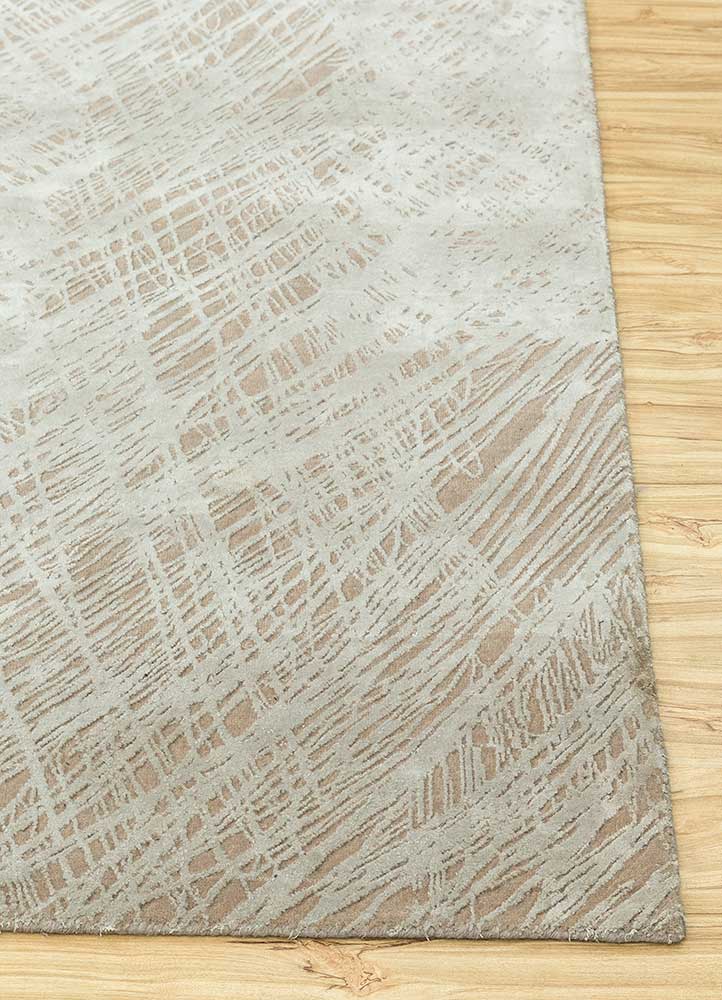 free verse by kavi ivory wool and silk hand knotted Rug - Corner