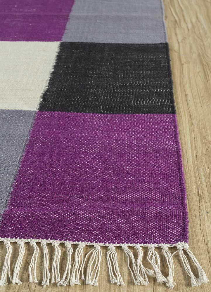 anatolia pink and purple jute and hemp flat weaves Rug - Corner