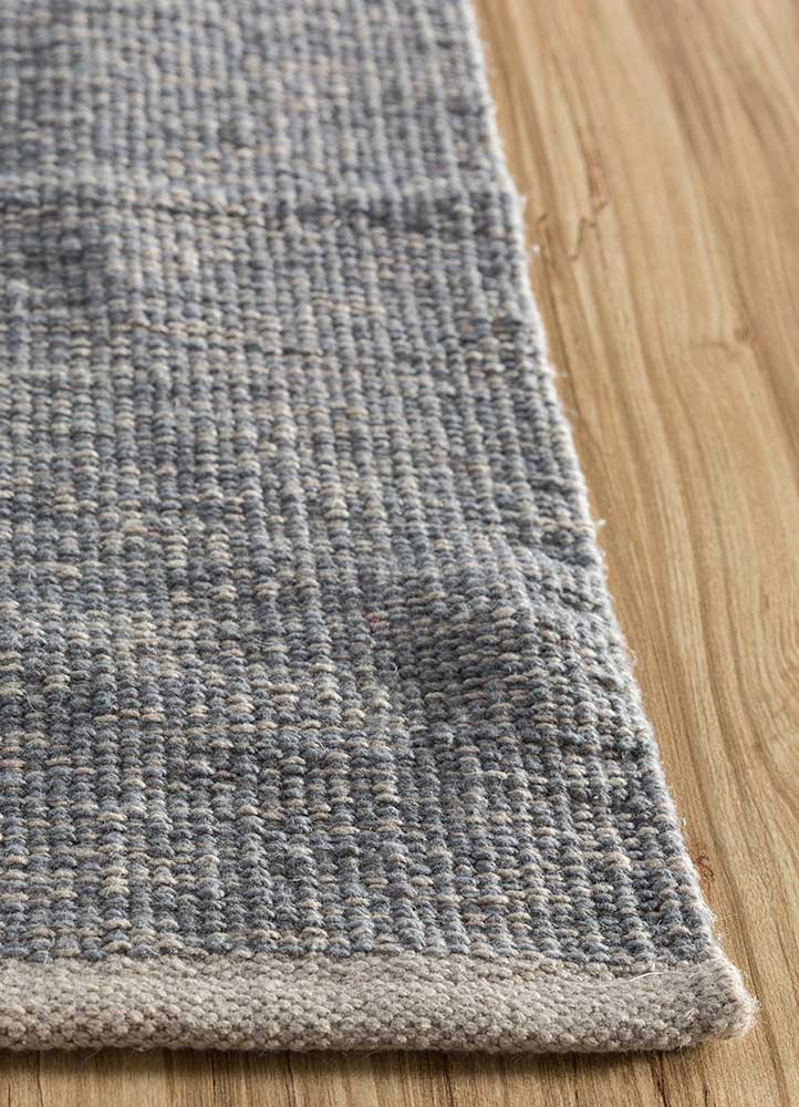 abrash grey and black wool flat weaves Rug - Corner