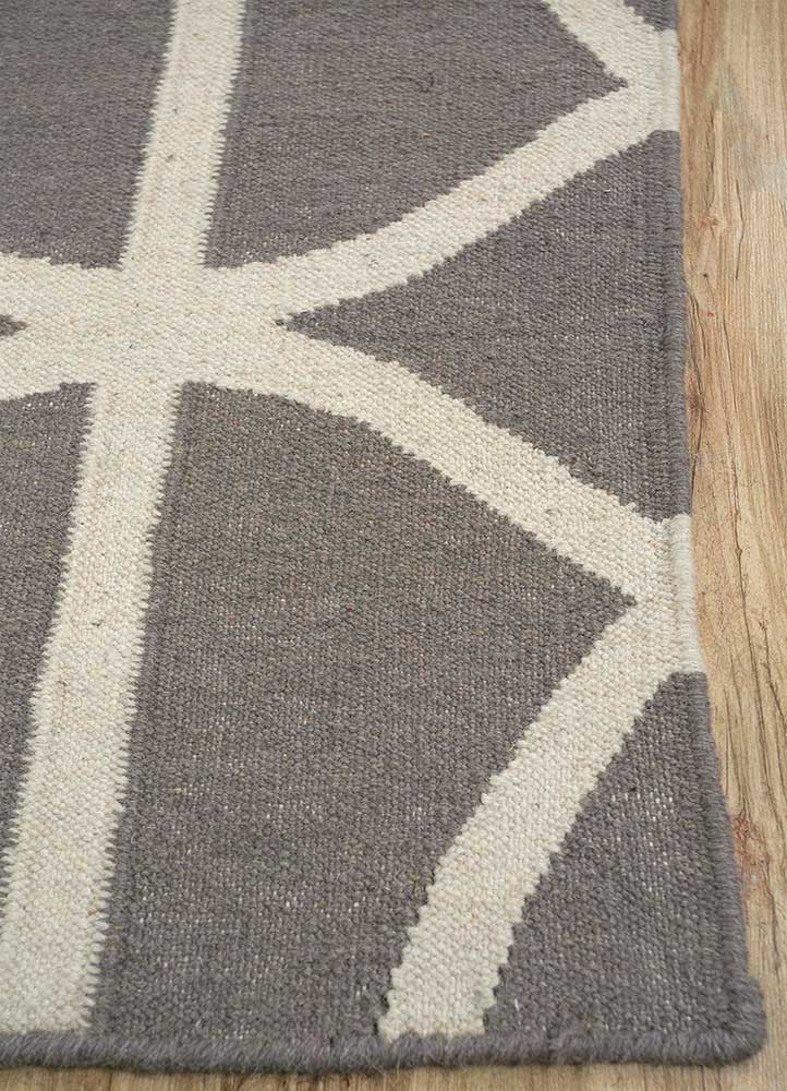 anatolia beige and brown wool flat weaves Rug - Corner