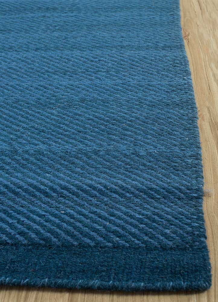 abrash blue wool flat weaves Rug - Corner