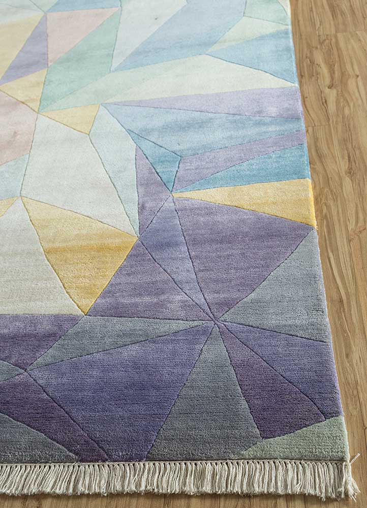 geode blue others hand knotted Rug - Corner