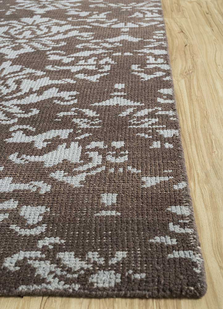 revolution beige and brown wool hand knotted Rug - Corner
