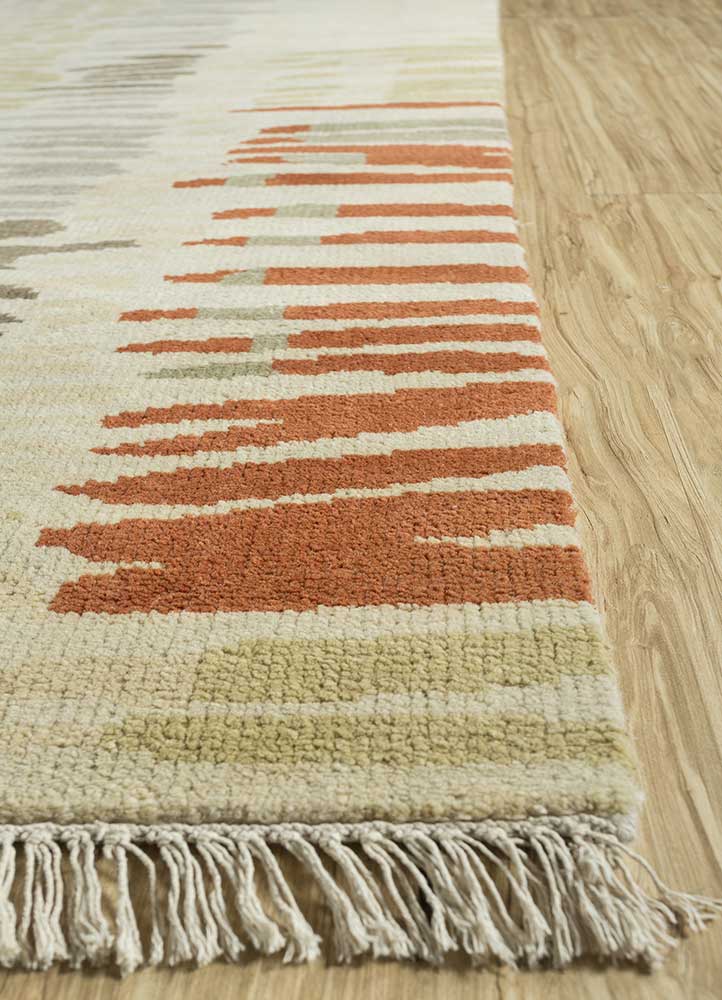 geode beige and brown wool hand knotted Rug - Corner