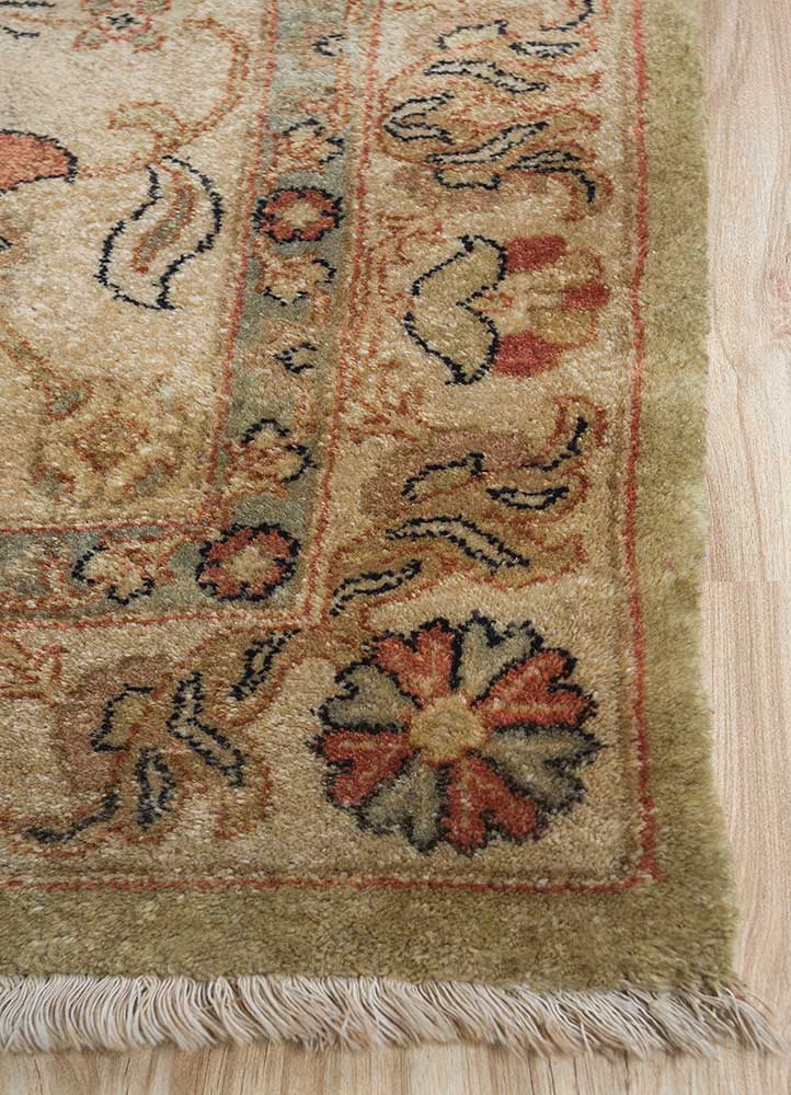 amani gold wool hand knotted Rug - Corner