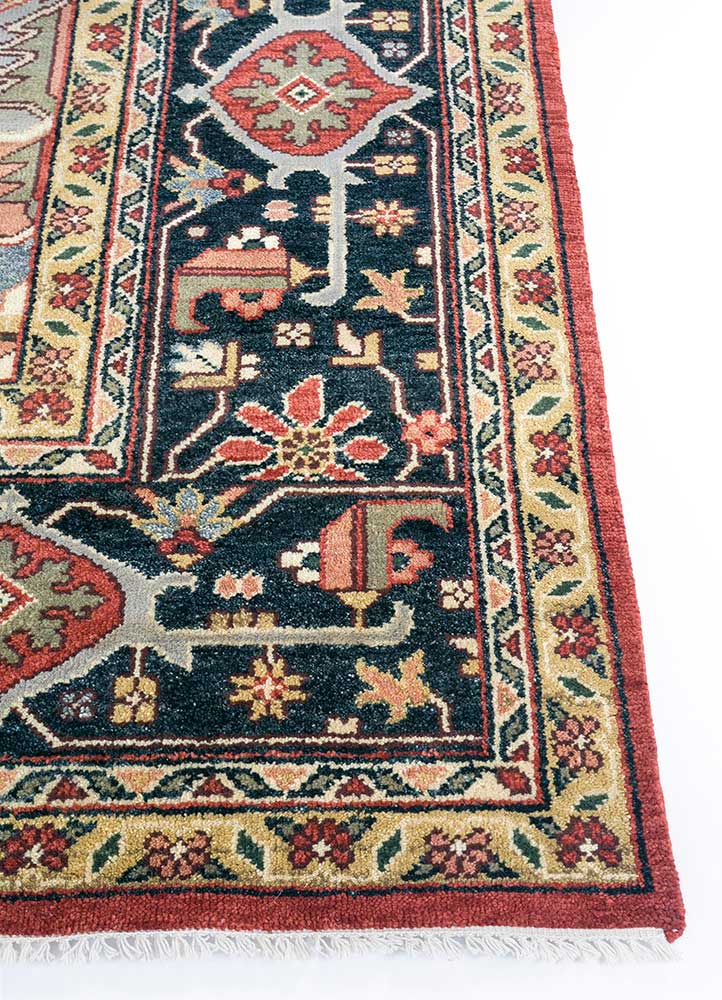 laica red and orange wool hand knotted Rug - Corner