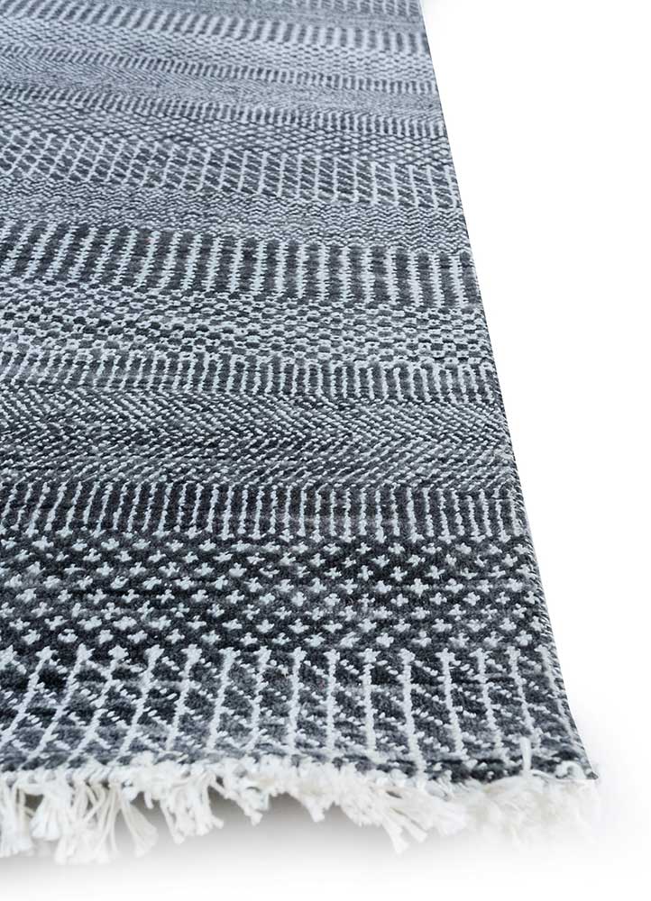 kairos grey and black wool and viscose hand knotted Rug - Corner