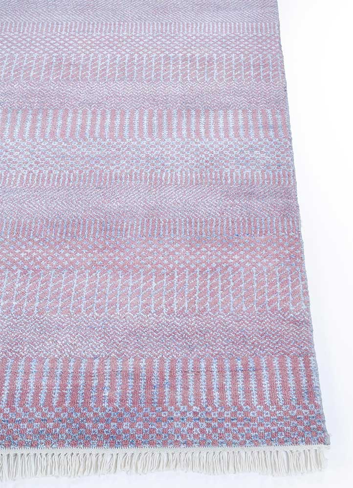 kairos pink and purple wool and viscose hand knotted Rug - Corner