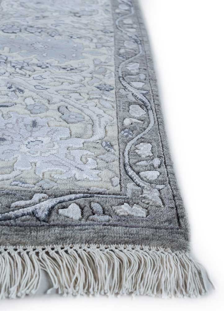 cyanna grey and black wool and viscose hand knotted Rug - Corner