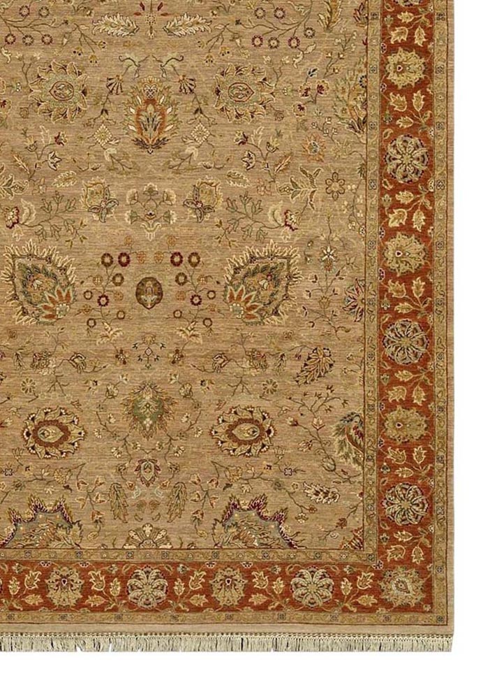 gulnar beige and brown wool hand knotted Rug - Corner