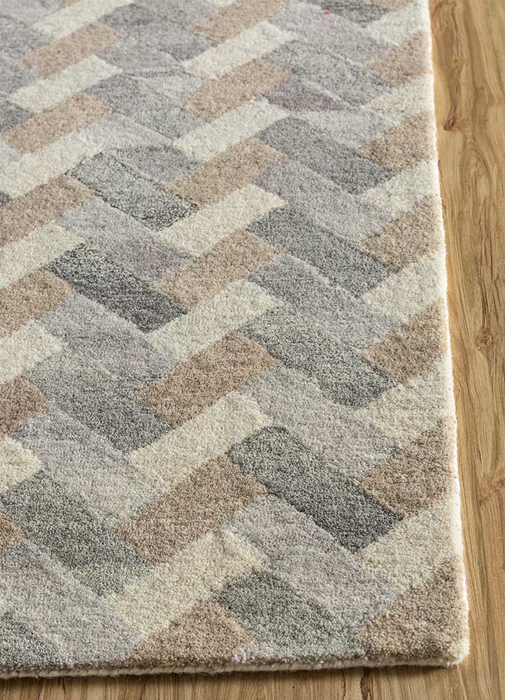 decade beige and brown wool hand tufted Rug - Corner