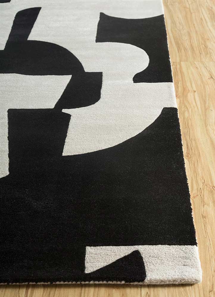 cascade grey and black wool and viscose hand tufted Rug - Corner