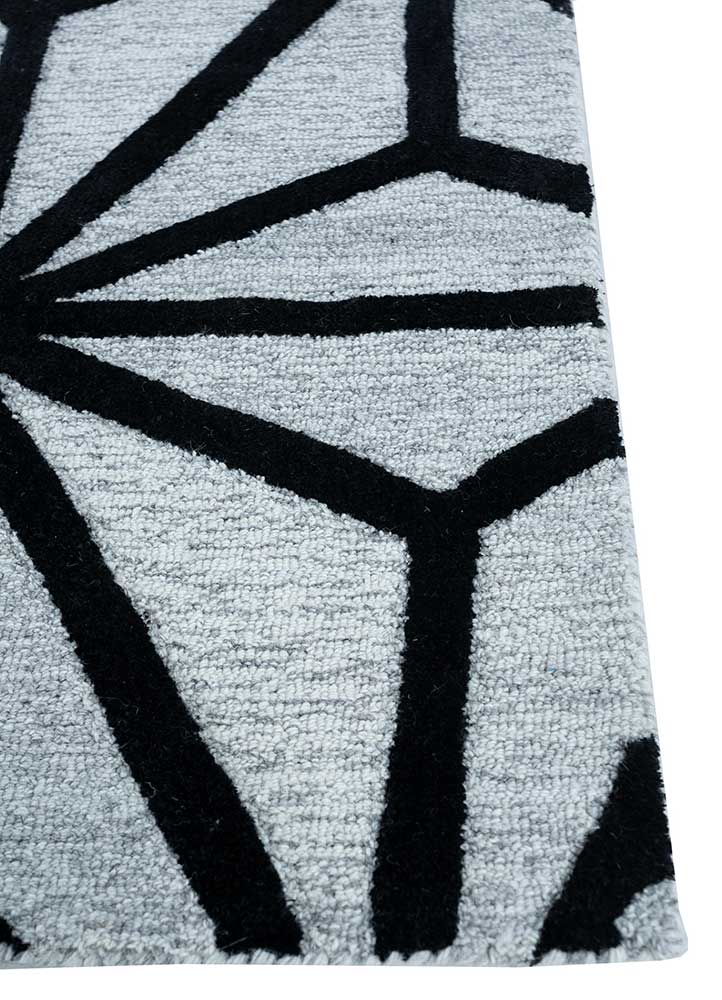 cascade grey and black wool and viscose hand tufted Rug - Corner
