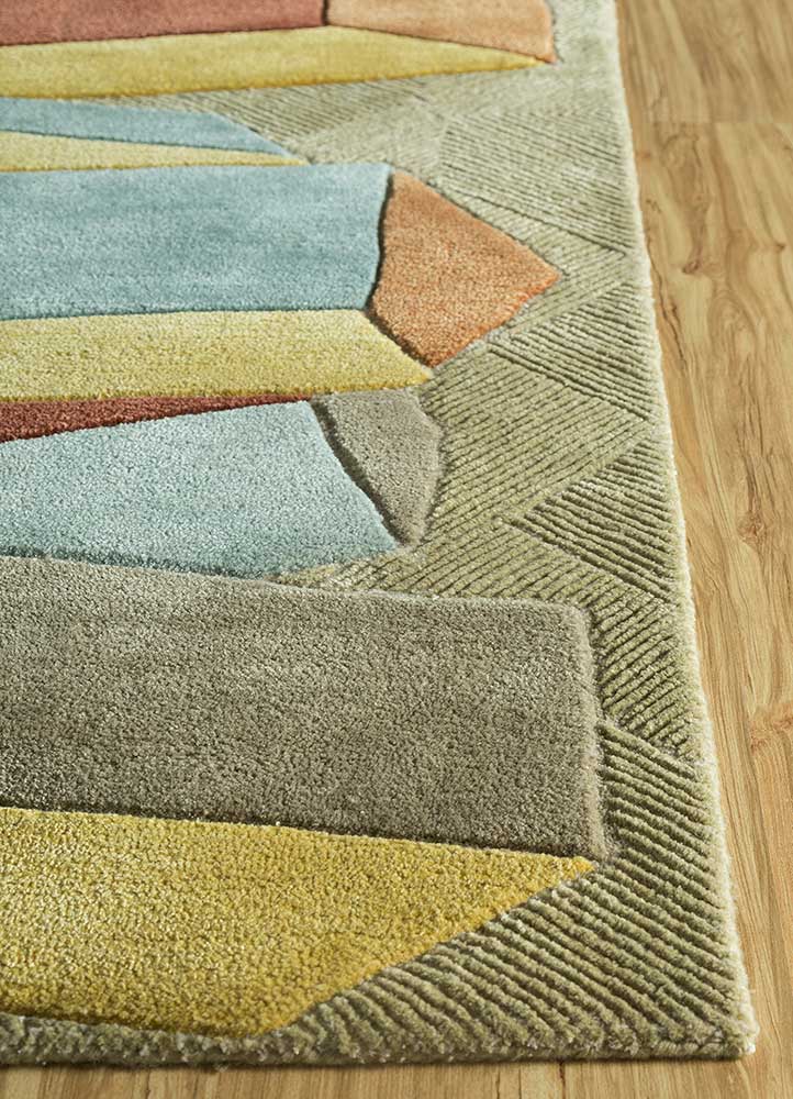 archetype gold wool and viscose hand tufted Rug - Corner