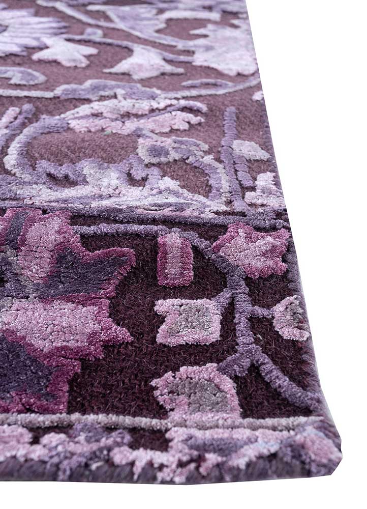kasbah pink and purple viscose patchwork Rug - Corner