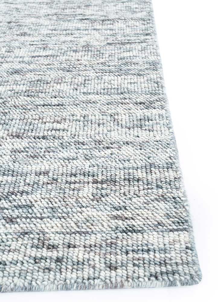 tesoro blue wool hand loom Rug - Corner