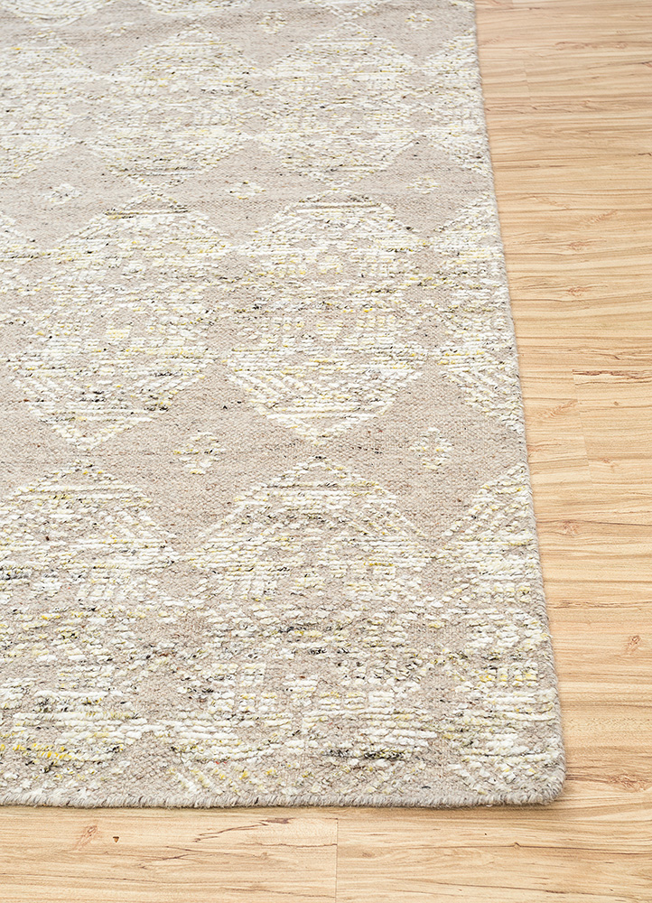 okaley beige and brown wool hand knotted Rug - Corner
