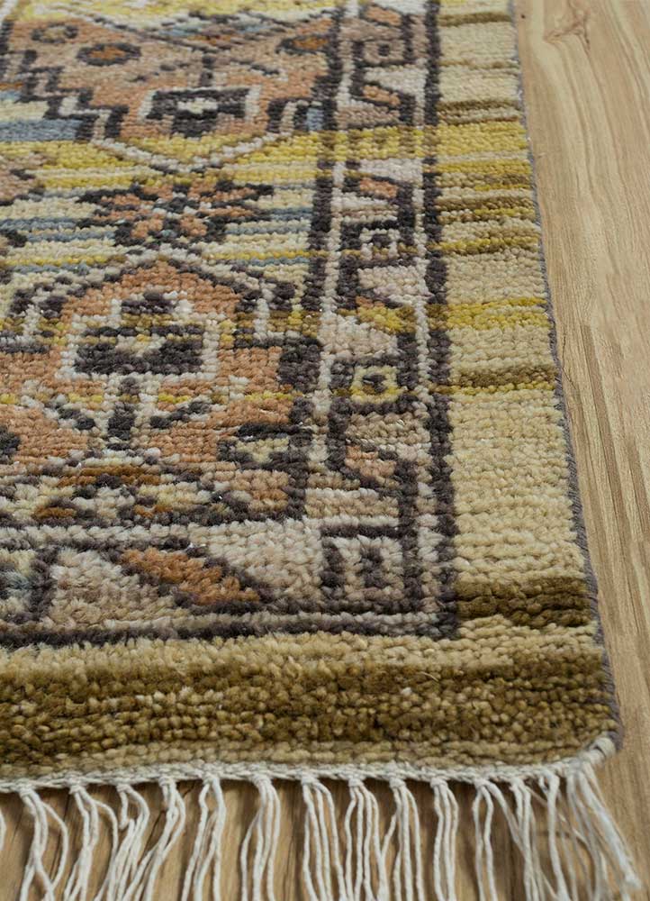 viscaya beige and brown wool hand knotted Rug - Corner
