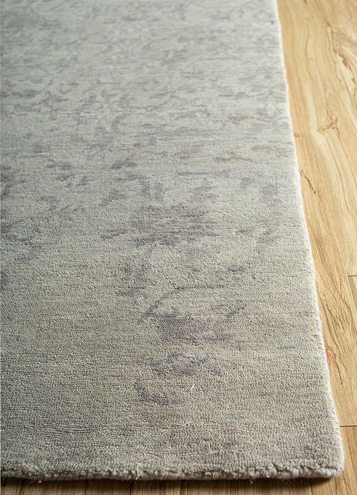 wisteria grey and black wool hand knotted Rug - Corner