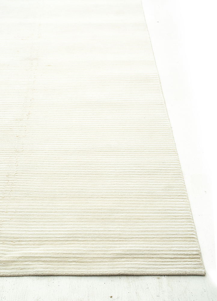 legion ivory wool and viscose hand knotted Rug - Corner