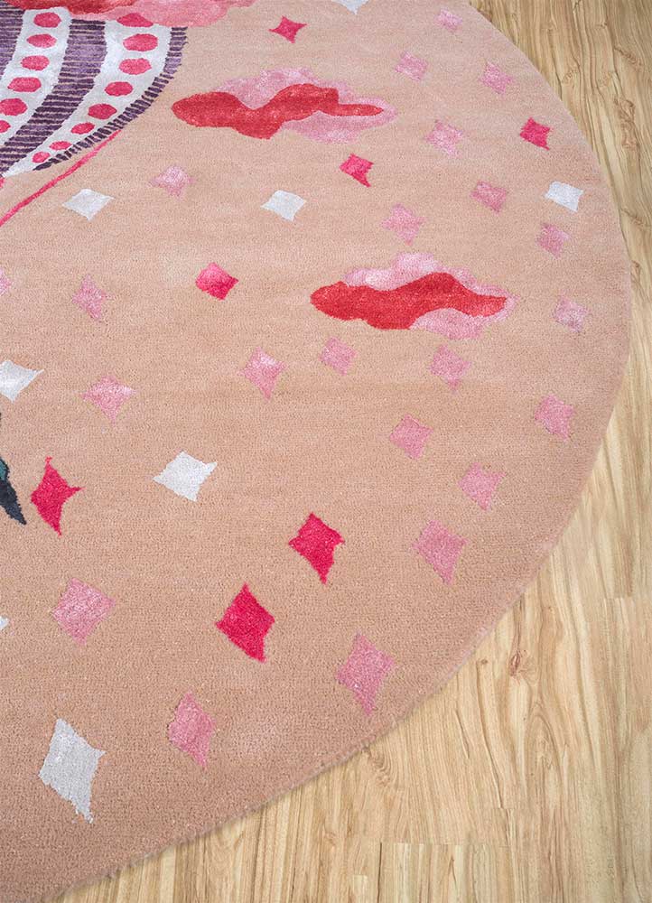 confetti red and orange wool and viscose hand tufted Rug - Corner