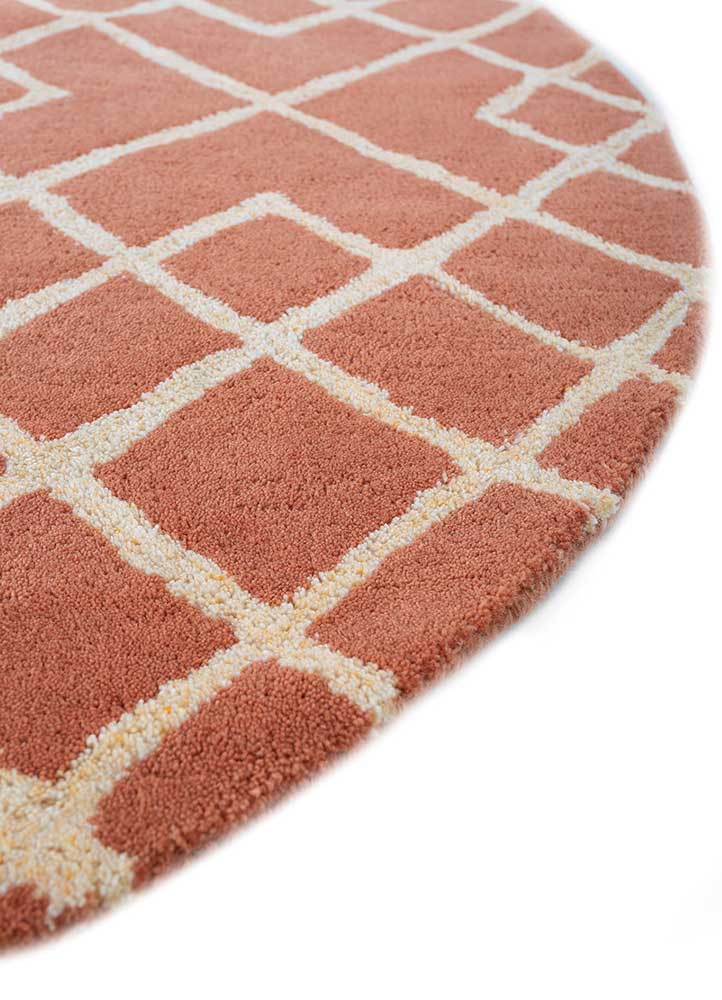 contour red and orange wool hand tufted Rug - Corner