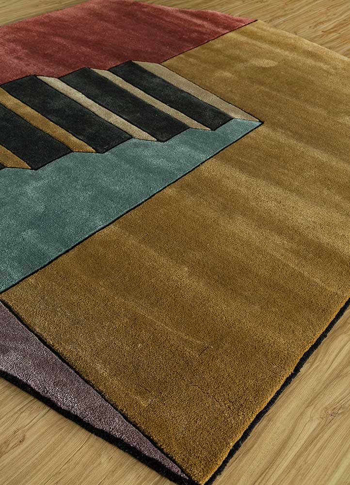 archetype gold wool and viscose hand tufted Rug - FloorShot