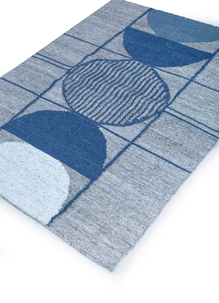 anatolia blue wool and viscose flat weaves Rug - FloorShot