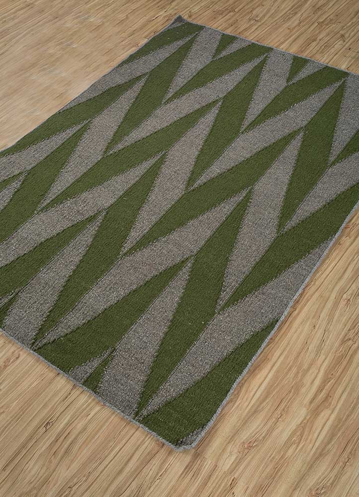 anatolia green wool and viscose flat weaves Rug - FloorShot