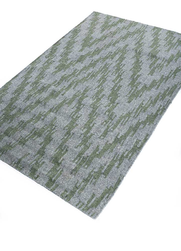 aqua grey and black wool and viscose flat weaves Rug - FloorShot